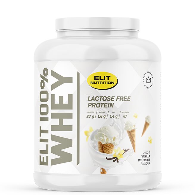 ELIT 100% Whey Lactose free, 2000 g, Vanilla Ice Cream ELIT 100 % Whey Laktosefritt Proteinpulver 2000 g Vanilla Ice Cream