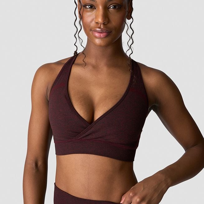 Soft Seamless Adjustable Sports Bra, Burgundy Melange, S Soft Seamless Justerbar Sports-BH Mørkerød