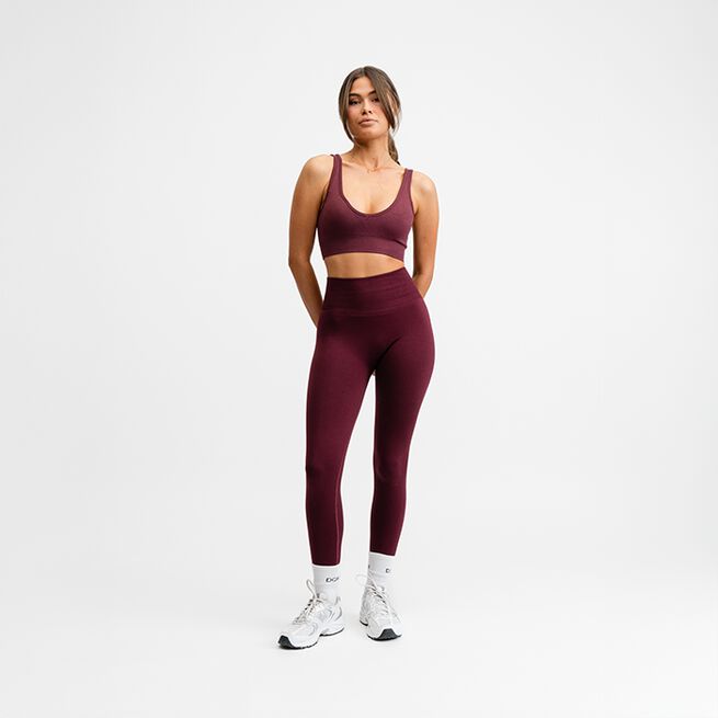 Seamless Deep V Bra, Redwood, XS  Sport-BH Rødbrun