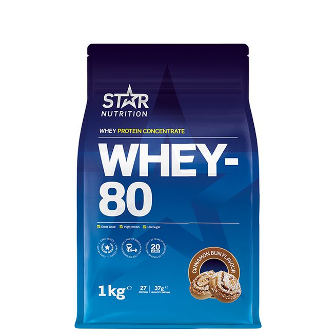 Star nutritio whey-80 protein shake cinnamon bun kanelbulle Whey-80 Myseprotein 1 kg Cinnamon bun