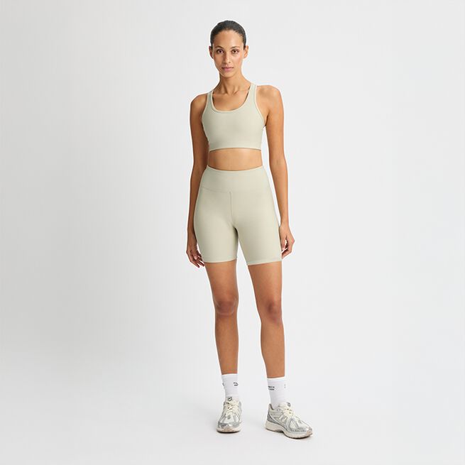 Röhnisch Ribbed R Bike HW Tights, Agate Gray Ribbestrikkede Sykkelshorts Beige