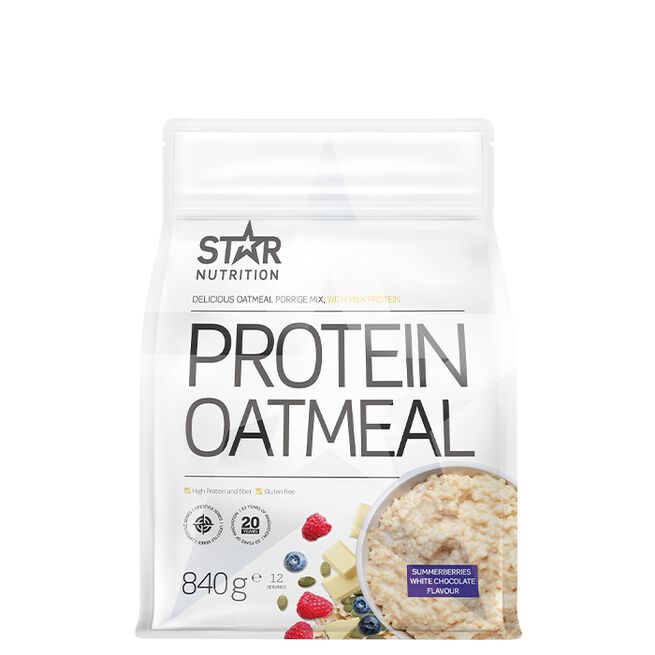 Protein Oatmeal, Summerberries with White Chocolate, 840g Proteingrøt Glutenfri 840 g Summerberries with White Chocolate