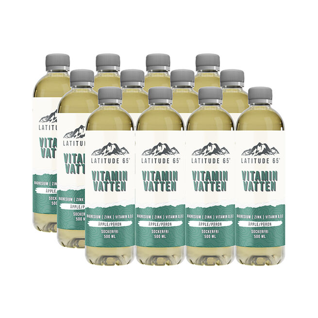 12 x Latitude 65, Vitaminvatten, 500 ml, Äpple/Päron 12 x Latitude 65, Vitaminvatten, 500 ml Äpple/Päron