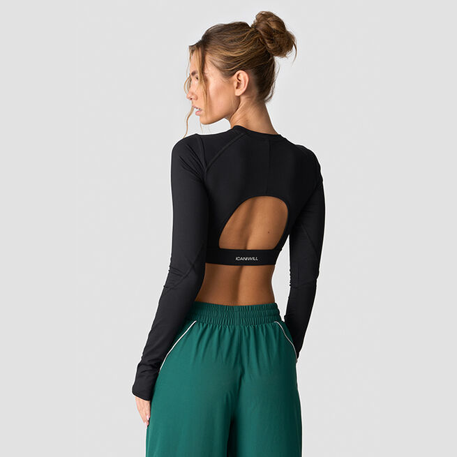 ICIW Contrast Cropped Long Sleeve, Black Contrast Treningsgenser Svart