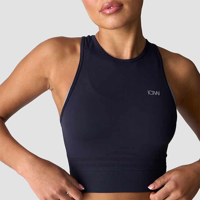 Define Seamless Cropped Tank Top, Navy, L  Define Seamless Cropped Topp Marinblå
