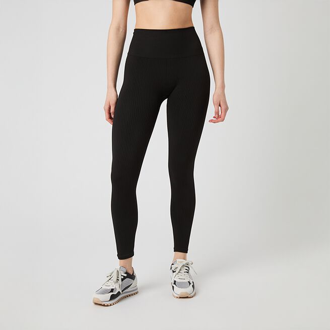 Studio Seamless Ribbed Tights, Black Beauty, M Seamless Ribbed Bukser Svart