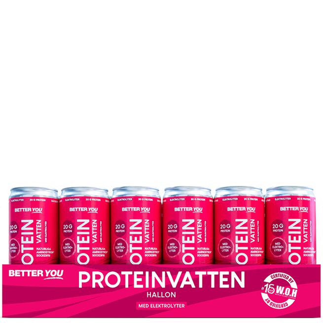 24 x Proteinvatten Elektrolyt 330 ml Hallon 24 x Proteinvann Elektrolytter 330 ml Bringebær