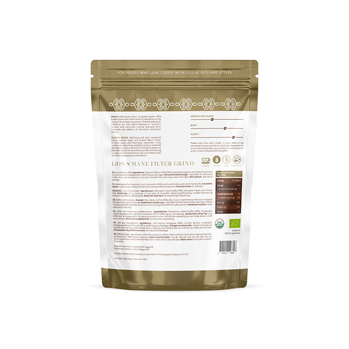 Lavsyrlig Lion's Mane spesialkaffe Filter/Trakte&shy;malt &Oslash;KO 227g