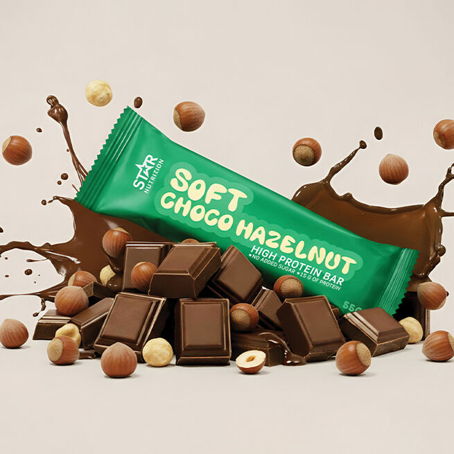 12 x Soft Protein Bar, 55g, Soft Choco Hazelnut  12 x Soft Proteinbar 55 g Soft Choco Hazelnut