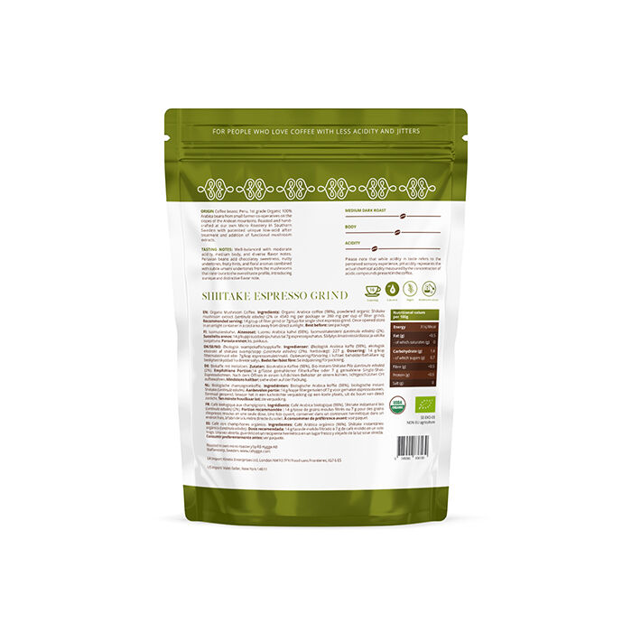 Lavsyrlig Shiitake spesialkaffe Espressomalt &Oslash;KO 227g