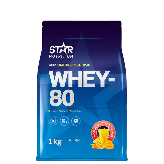 Whey-80, 1 kg, Tropical Smoothie Whey-80 Myseprotein 1 kg Tropical Smoothie