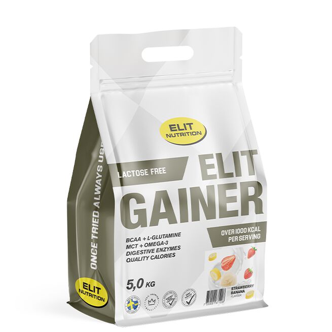 ELIT GAINER - Lactose free, 5000 g, Strawberry Banana ELIT Gainer Laktosfri 5 kg Strawberry Banana