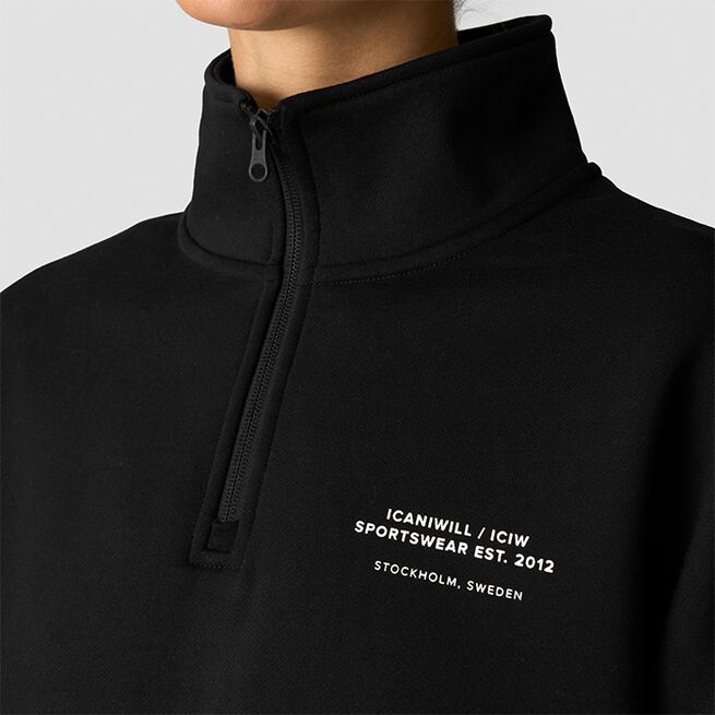 Everyday 1/4 Zip Crewneck, Black, L  Everyday 1/4 Zip Crewneck Svart