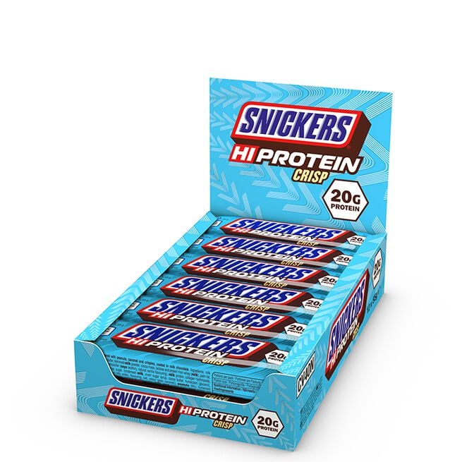 12 x Snickers High Protein Crisp Bar, 55 g, Milk Chocolate 12 x Snickers High Protein Crisp Bar 55 g Melkesjokolade Milk Chocolate