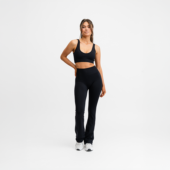 Seamless Deep V Sports-BH Svart
