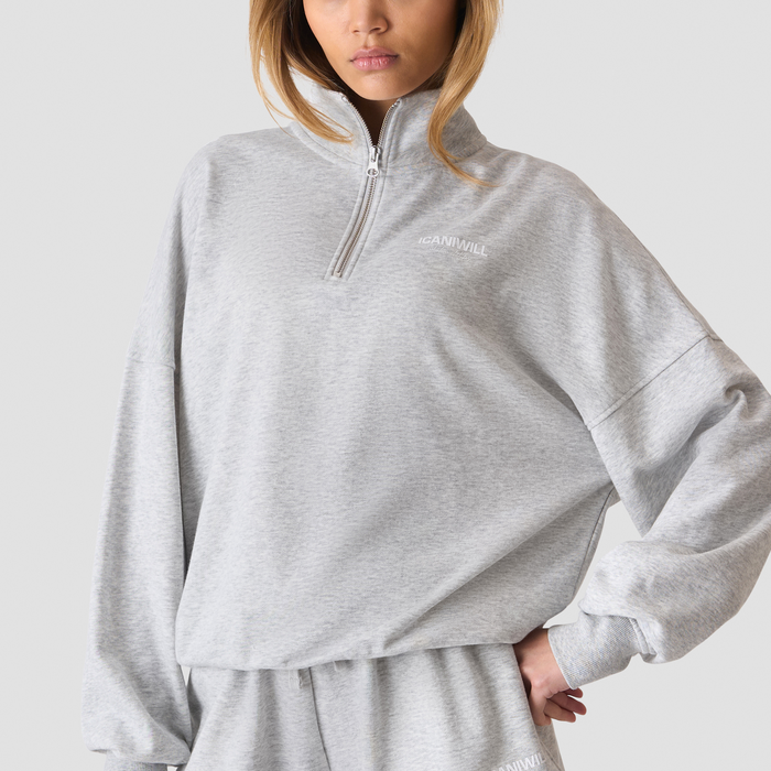 Everyday Terry Sweatshirt med Kort Glidel&aring;s Gr&aring;