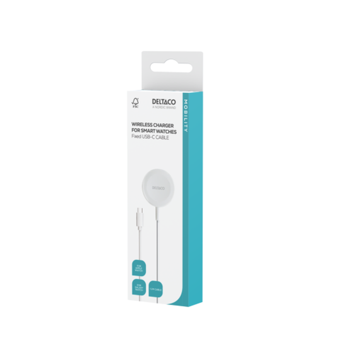 Lader for Apple Watch og Samsung Galaxy Watch USB-C Hvit 1 m