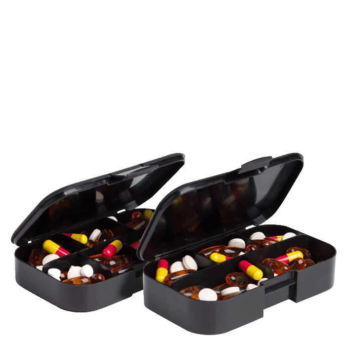 Pill Box Organizer 2-pakning Svart