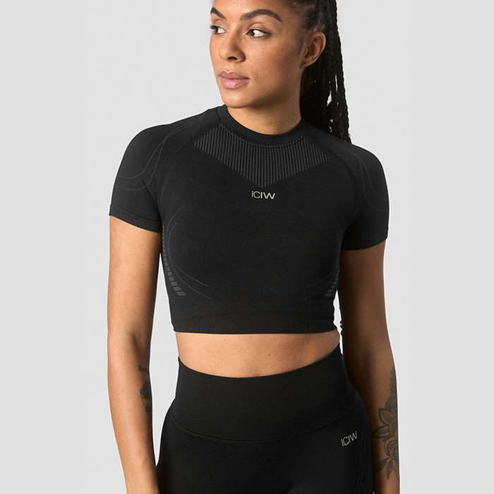 Ultra Seamless Cropped T-skjorte Wmn, Black