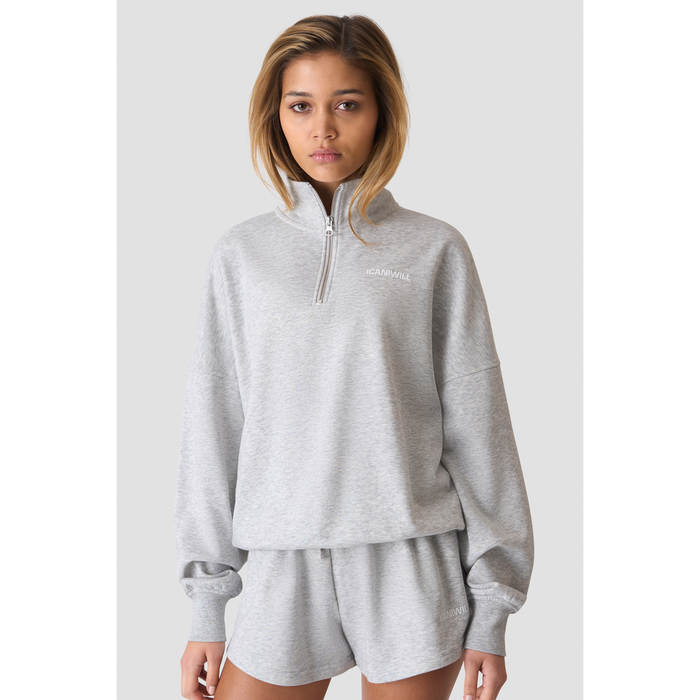 Everyday Terry Sweatshirt med Kort Glidel&aring;s Gr&aring;