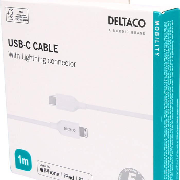 USB-C til Lightning Ladekabel Hvit 1 m