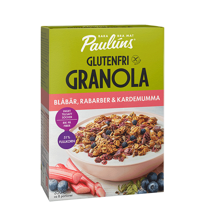 Glutenfri Granola Blåbær Rabarbra Kardemomme 350 g