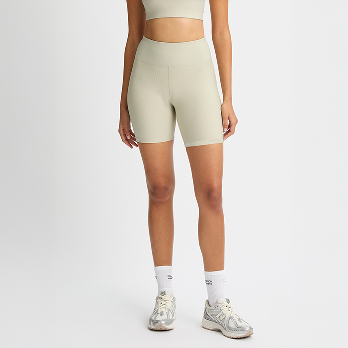 Ribbestrikkede Sykkelshorts Beige