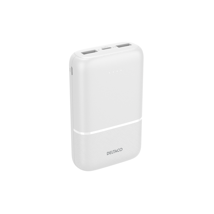 Powerbank 2x USB-A og 1x USB-C Hvit 10 000 mAh