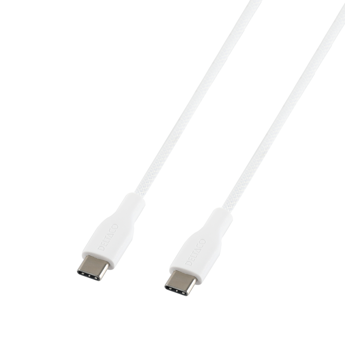USB-C til USB-C Ladekabel Flettet 60 W Hvit 1 m
