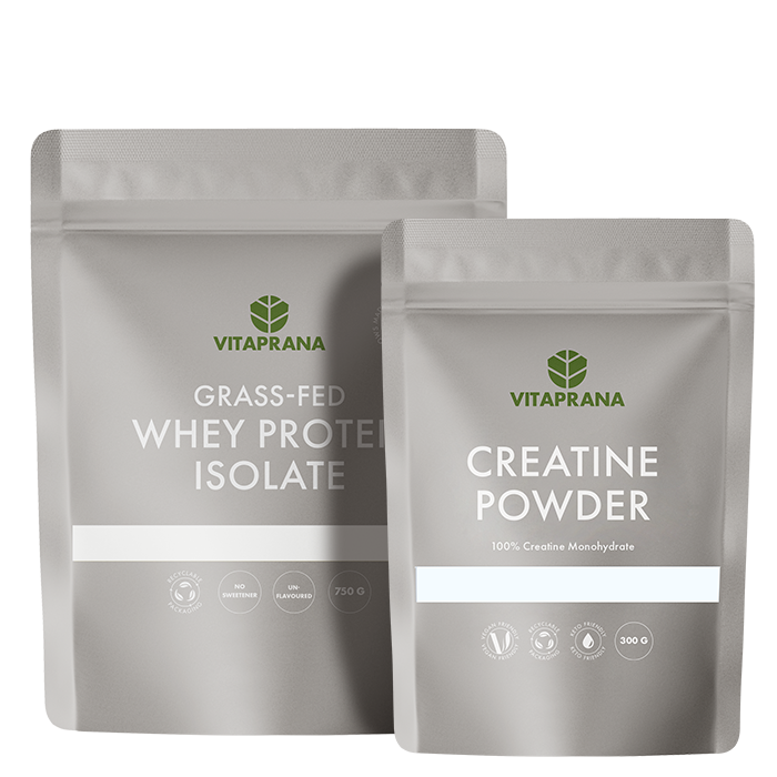 Vassleproteinisolat Grass-fed 750 g + Creatine powder 300 g