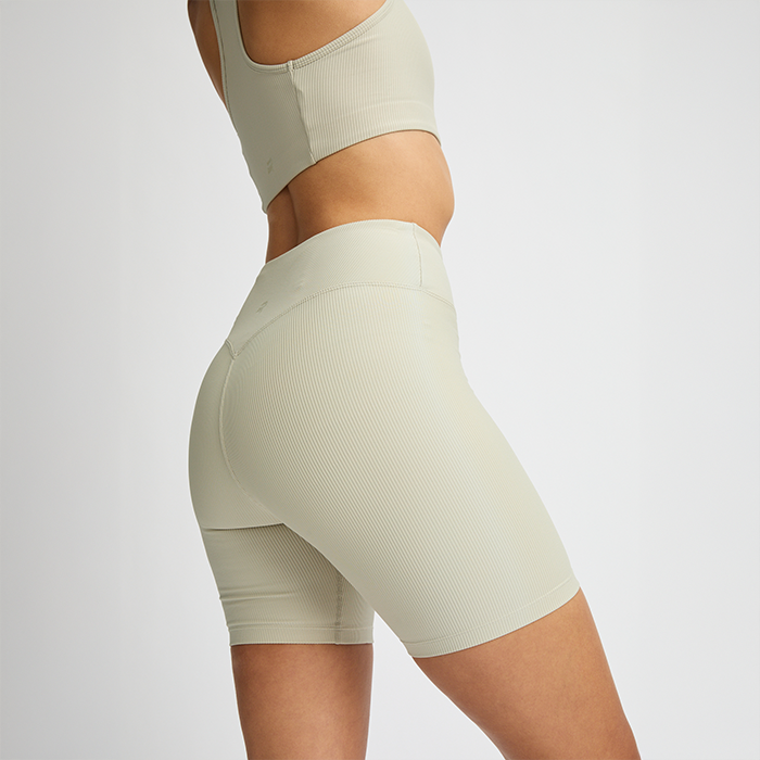 Ribbestrikkede Sykkelshorts Beige