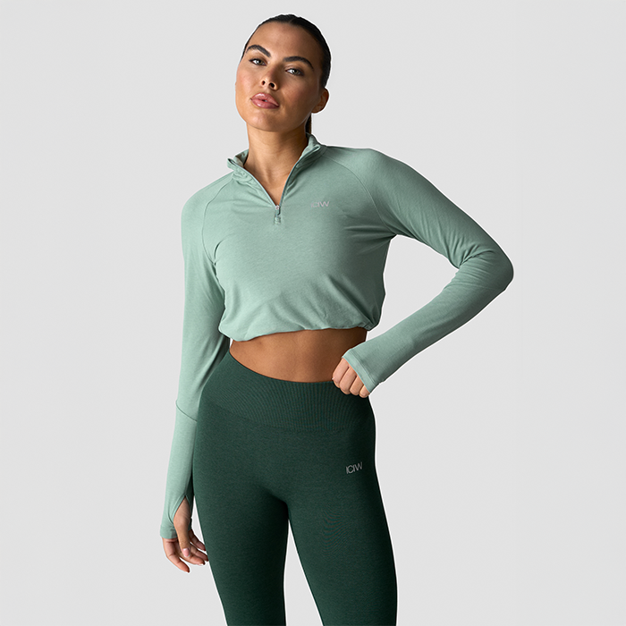 Define Kort 1/4 Zip Genser Lys Mosegrønn