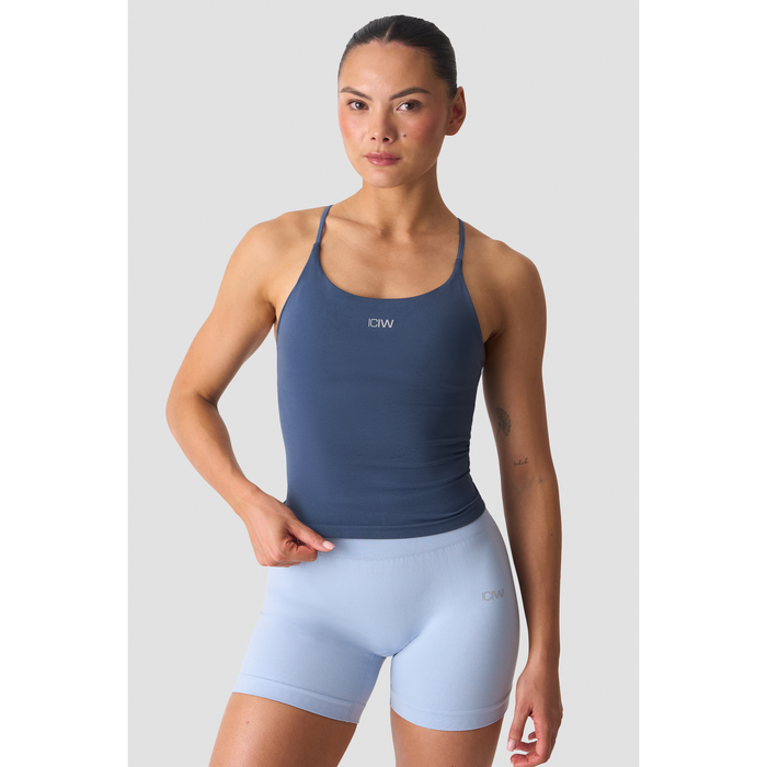 Smooth Seamless 2 i 1 Singlet med Tynne Stropper Bl&aring;