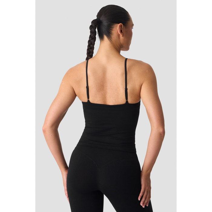 Smooth Seamless 2 i 1 Singlet med Tynne Stropper Svart
