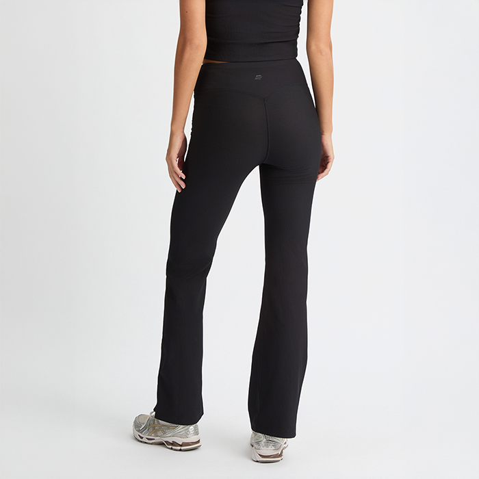 Ribbestrikkede Flare Tights Svart