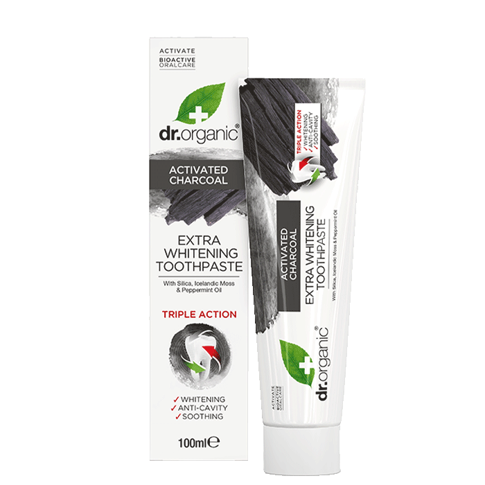 Dr.Organic Charcoal Tannkrem Extra Whitening - 100 ml