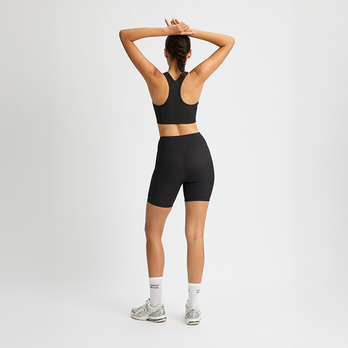 Ribbestrikkede Sykkelshorts Svart
