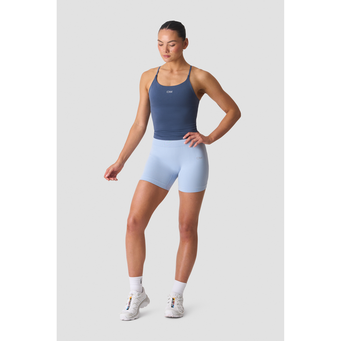 Smooth Seamless 2 i 1 Singlet med Tynne Stropper Bl&aring;