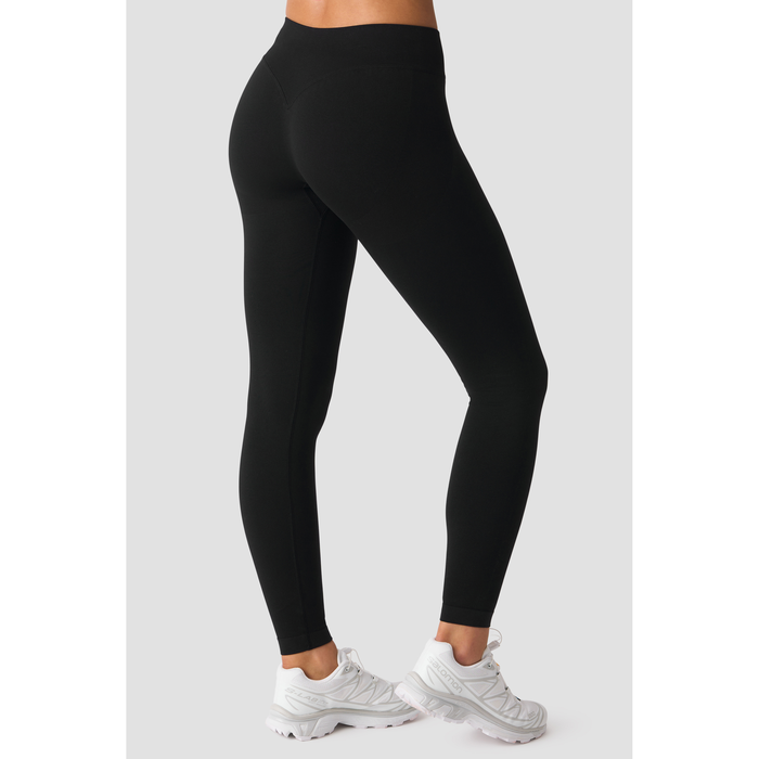 Smooth Seamless Tights Middels H&oslash;y Midje V form Svart