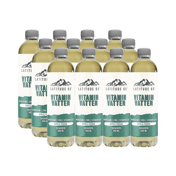 12 x Latitude 65, Vitaminvatten, 500 ml Äpple/Päron